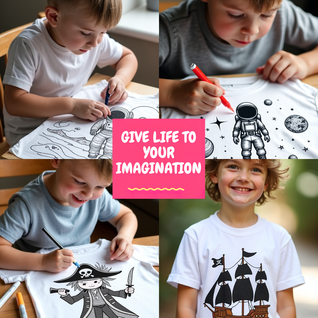 Unisex T-shirt Coloring Kit with 10 Fabric Markers - Space Explorer