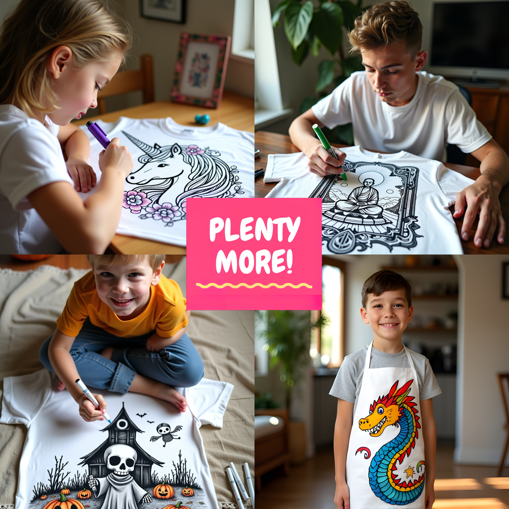 Kid's T-shirt Coloring Kit with 10 Fabric Markers - Dragon