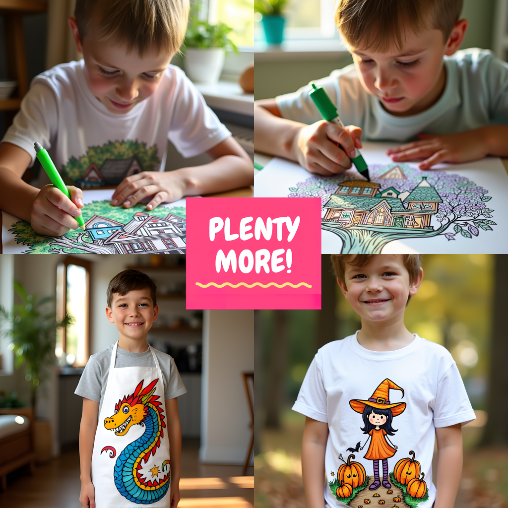 Unisex T-shirt Coloring Kit with 10 Fabric Markers - Dragon