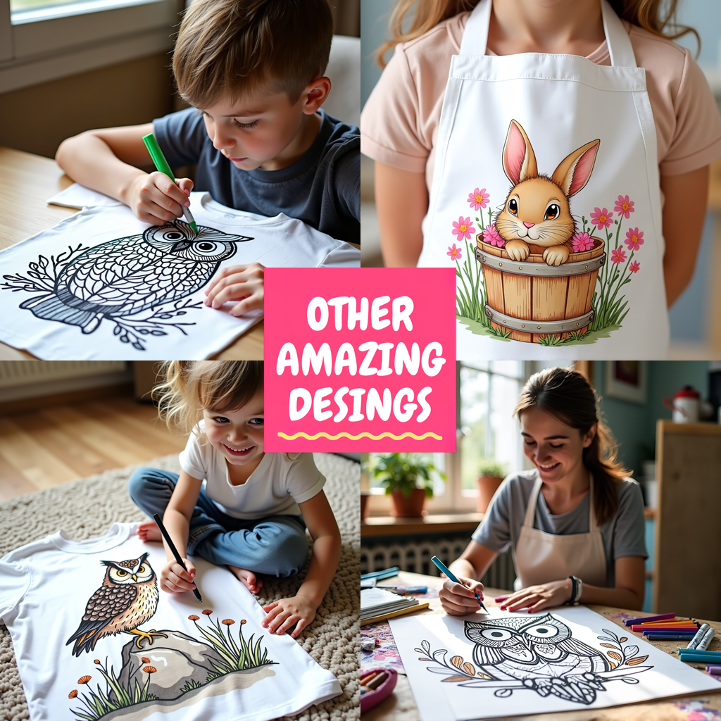 Apron Coloring Kit with 10 Fabric Markers - Owl