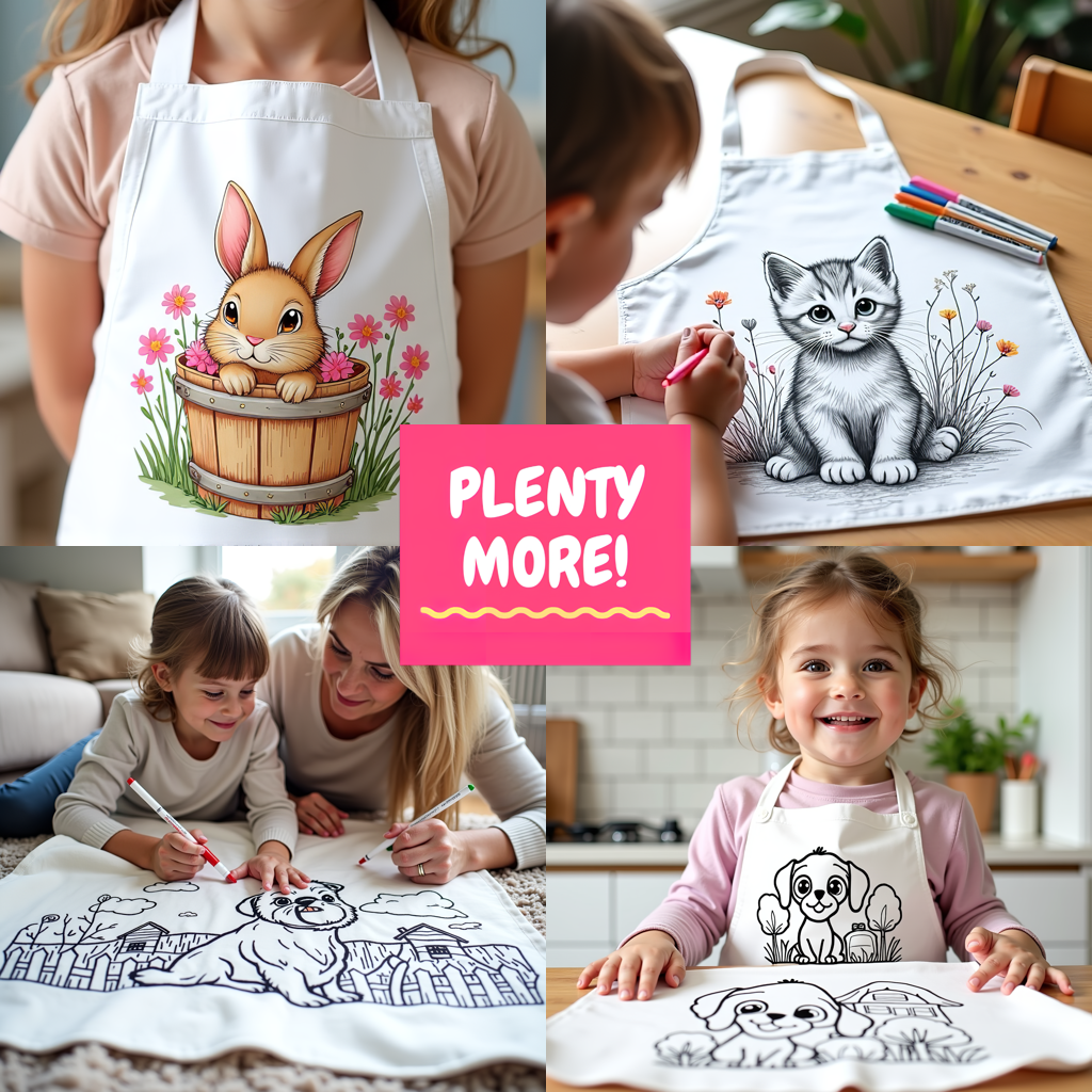 Apron Coloring Kit with 10 Fabric Markers - Rooster