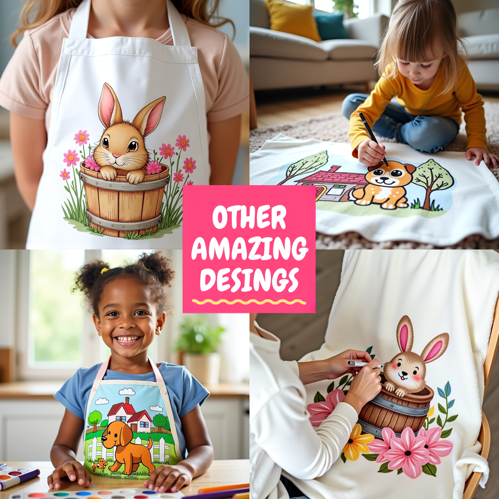 Apron Coloring Kit with 10 Fabric Markers - Bear