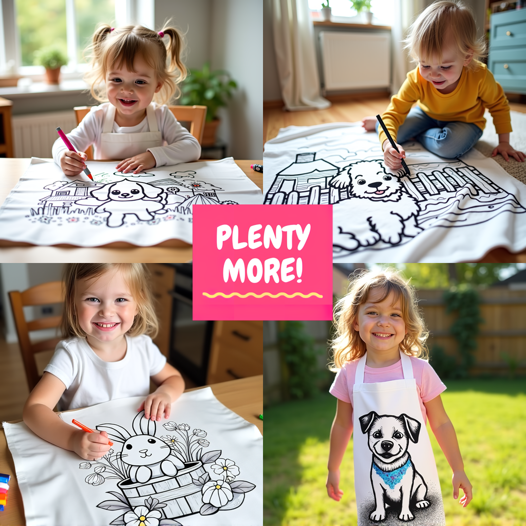 Blanket Coloring Kit with 10 Fabric Markers - Cute Bear