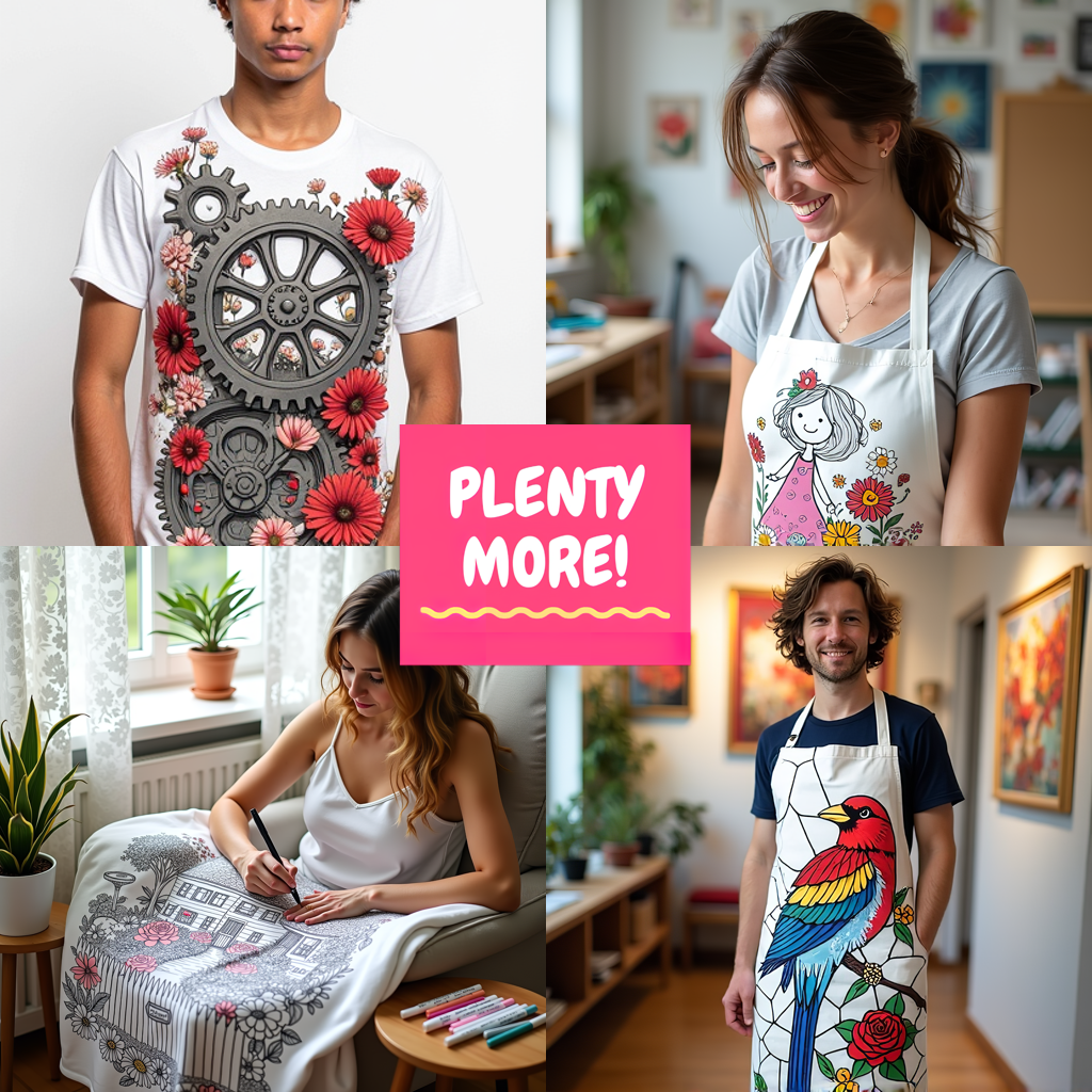 Apron Coloring Kit with 10 Fabric Markers - Mechanical Nature