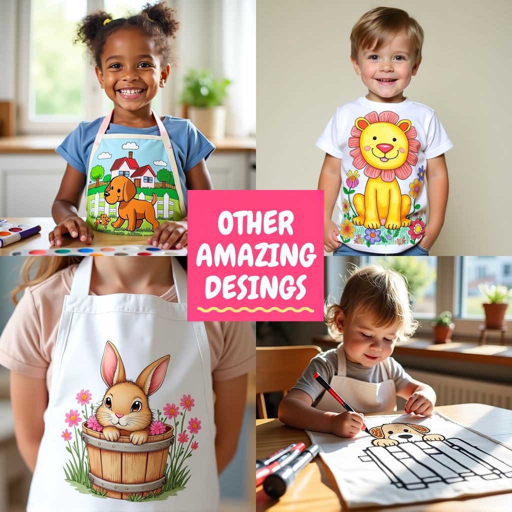 Apron Coloring Kit with 10 Fabric Markers - Donkey