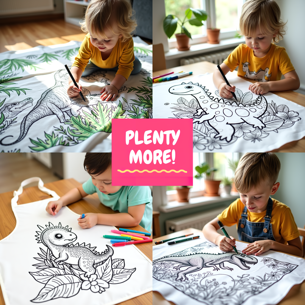 Blanket Coloring Kit with 10 Fabric Markers - Marine Dinosaur