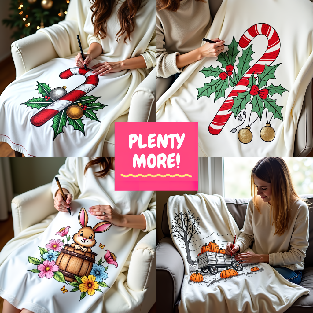 Blanket Coloring Kit with 10 Fabric Markers - Christmas Tree