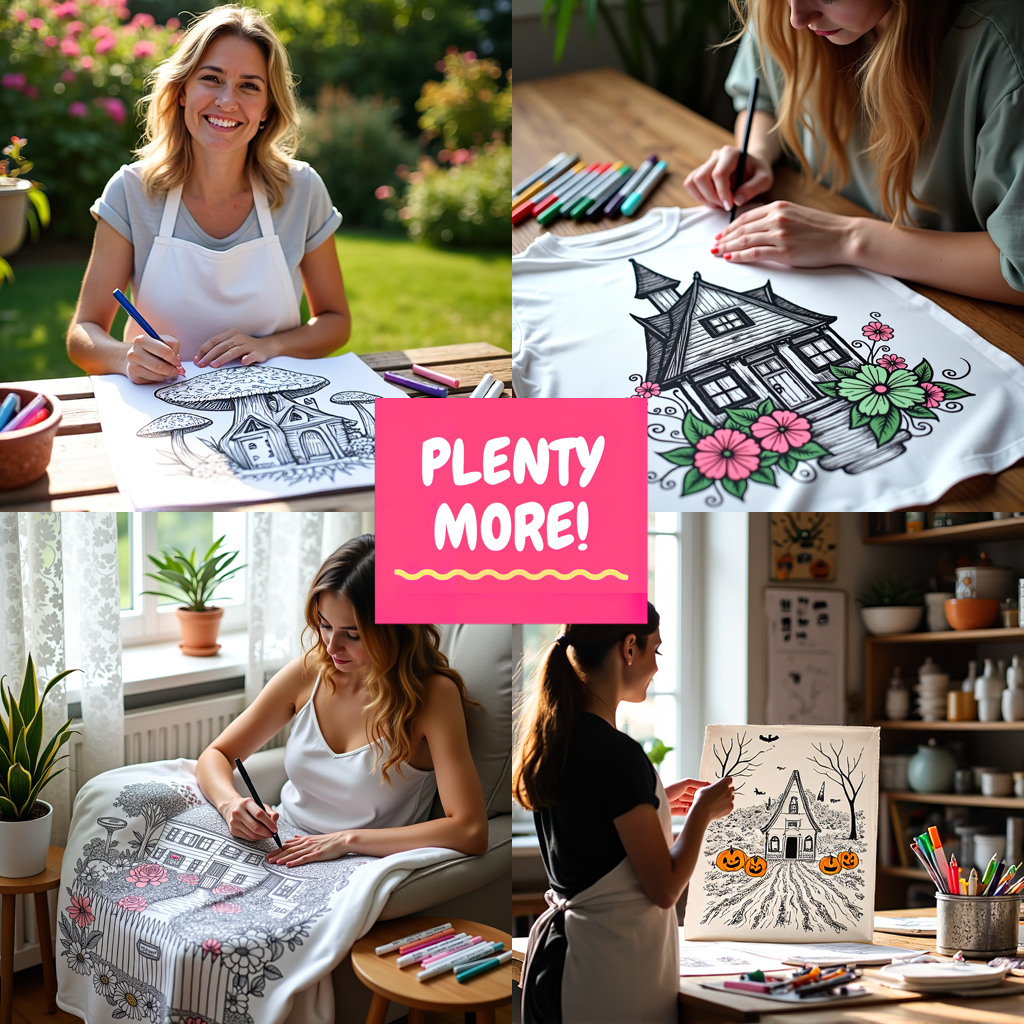 Blanket Coloring Kit with 10 Fabric Markers - Venetian Canal