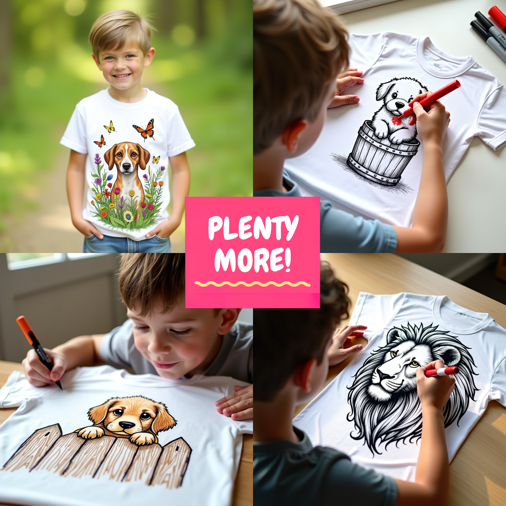 Kid's T-shirt Coloring Kit with 10 Fabric Markers - Baby Goat