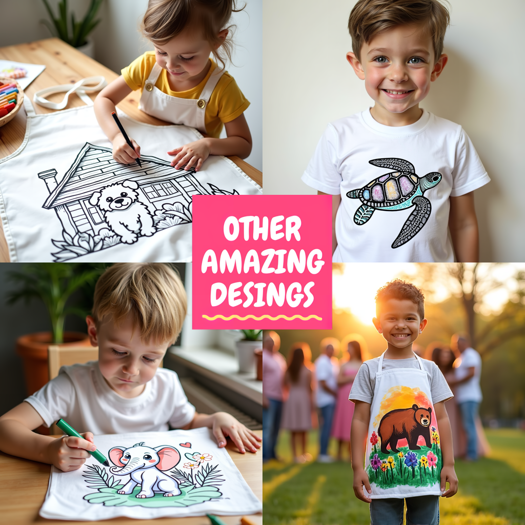 Unisex T-shirt Coloring Kit with 10 Fabric Markers - Cute Bear