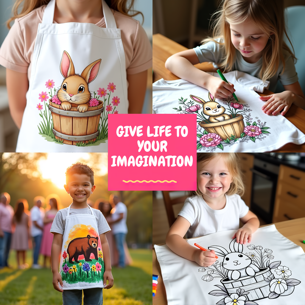 Kid's T-shirt Coloring Kit with 10 Fabric Markers - Chef Bear