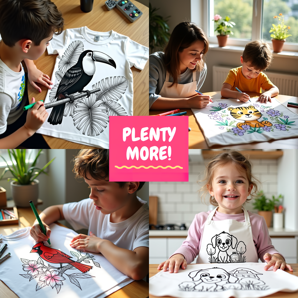 Unisex T-shirt Coloring Kit with 10 Fabric Markers - Cute Bear