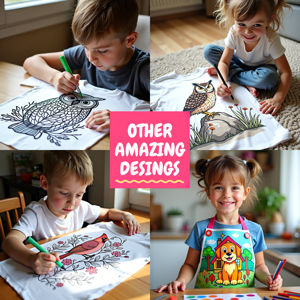 Unisex T-shirt Coloring Kit with 10 Fabric Markers - Owl