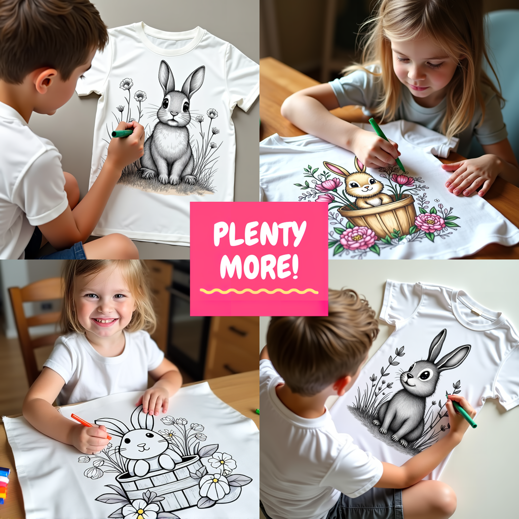 Unisex T-shirt Coloring Kit with 10 Fabric Markers - Rabbit