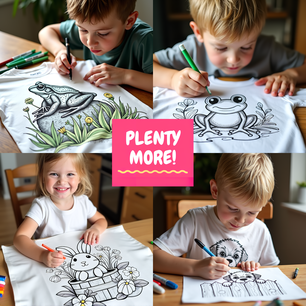 Kid's T-shirt Coloring Kit with 10 Fabric Markers - Frog