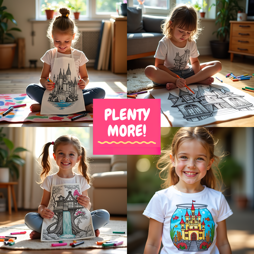 Kid's T-shirt Coloring Kit with 10 Fabric Markers - Venetian Canal