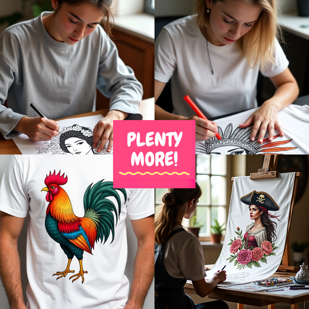 Unisex T-shirt Coloring Kit with 10 Fabric Markers - Portrait