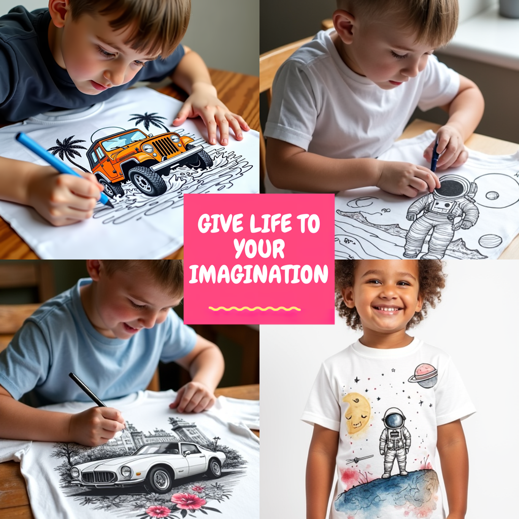 Unisex T-shirt Coloring Kit with 10 Fabric Markers - Classic Car