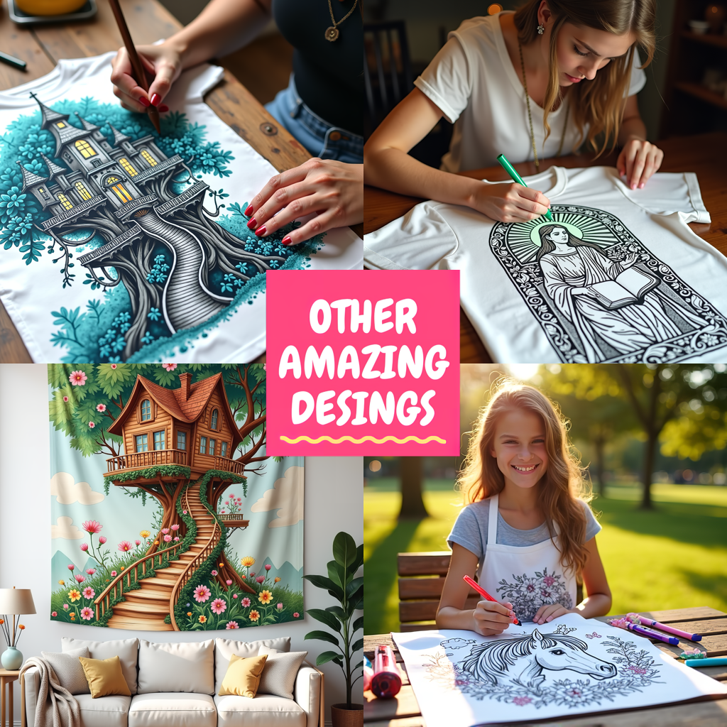 Indoor Wall Tapestries Coloring Kit with 10 Fabric Markers - Mechanical Art