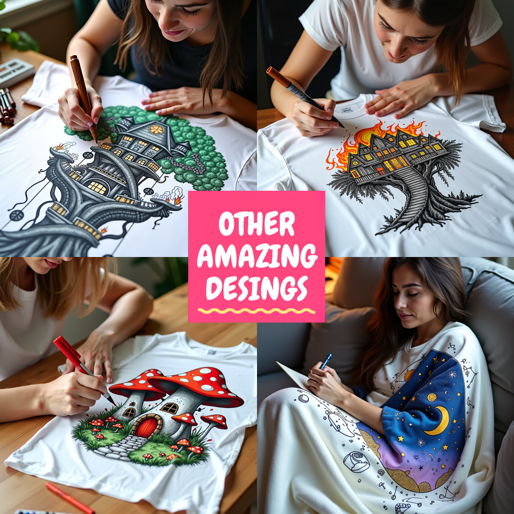 Blanket Coloring Kit with 10 Fabric Markers - Mechanical Art