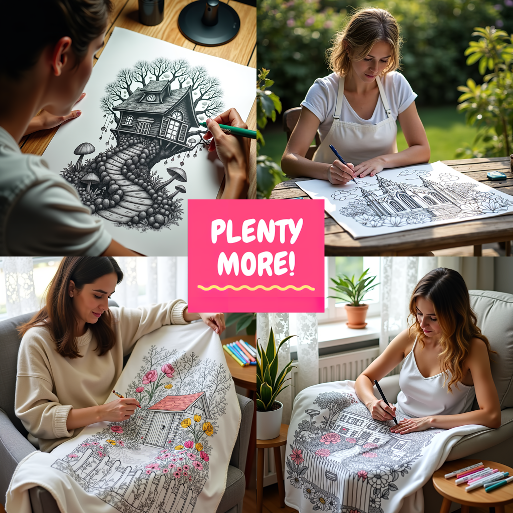 Apron Coloring Kit with 10 Fabric Markers - Steampunk Towers