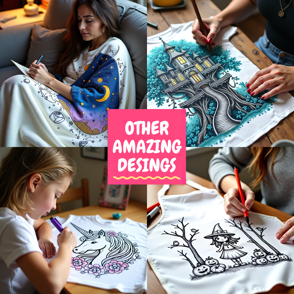 Blanket Coloring Kit with 10 Fabric Markers - Steampunk Girl