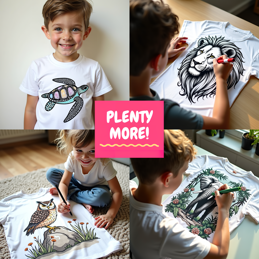 Unisex T-shirt Coloring Kit with 10 Fabric Markers - Steampunk Cat