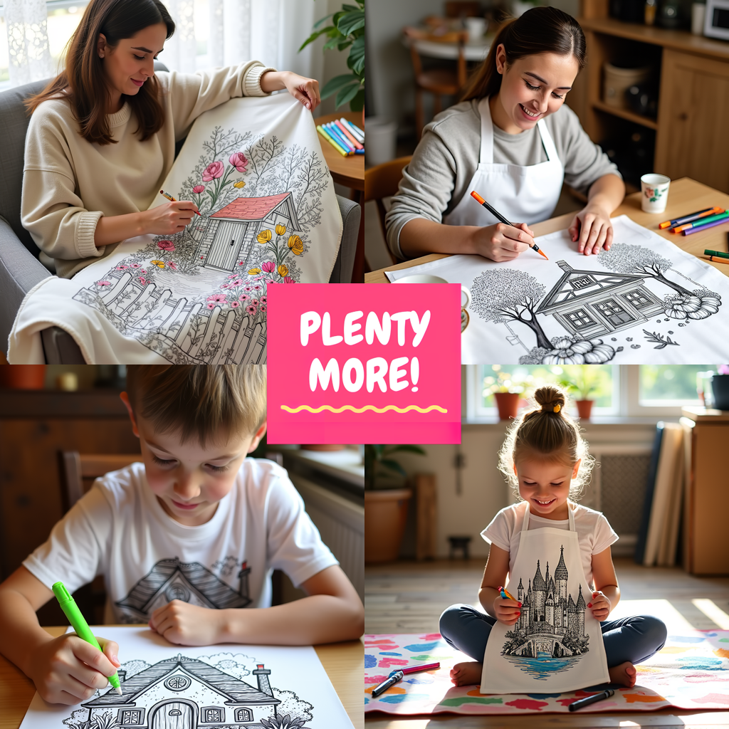 Unisex T-shirt Coloring Kit with 10 Fabric Markers - Steampunk Towers