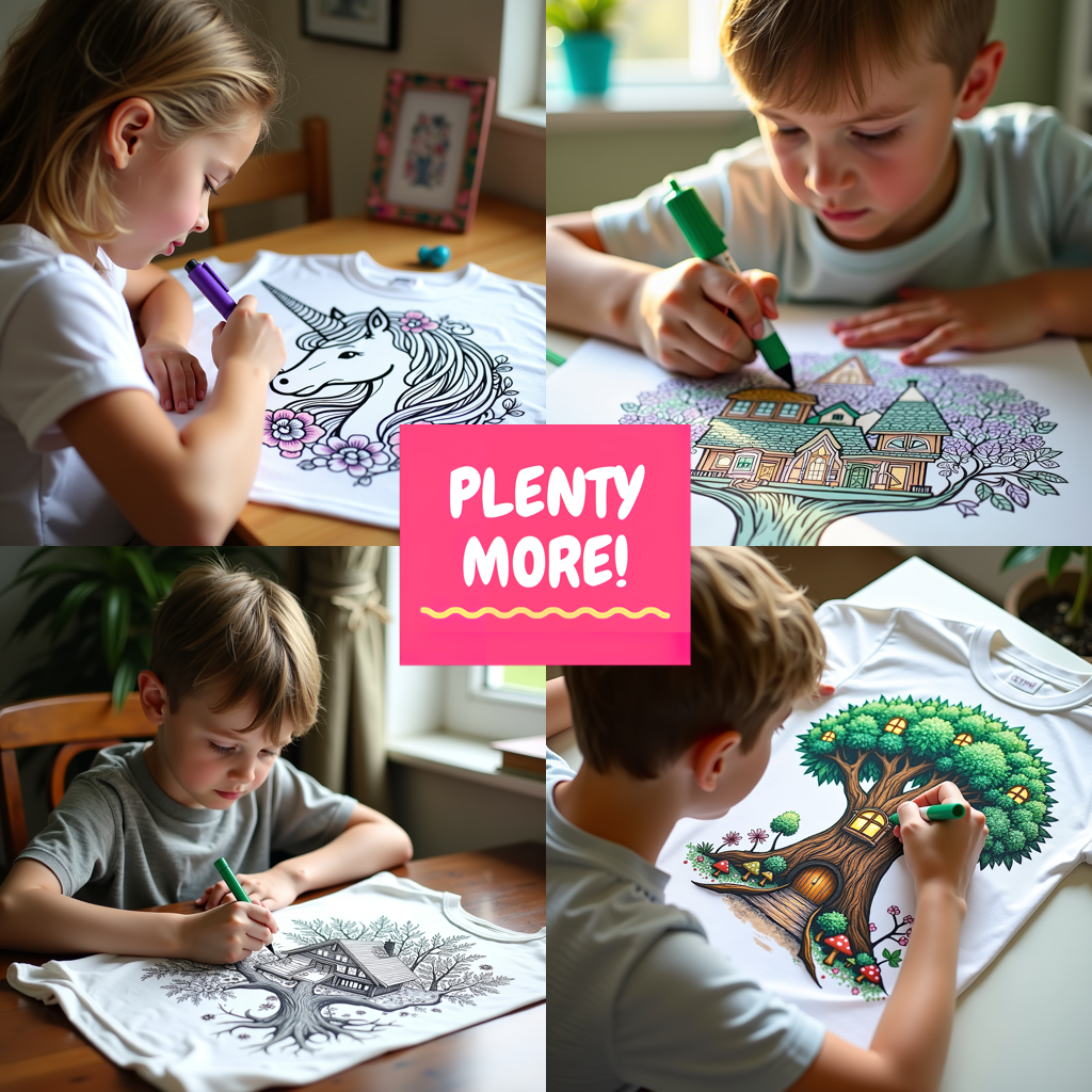 Kid's T-shirt Coloring Kit with 10 Fabric Markers - Steampunk
