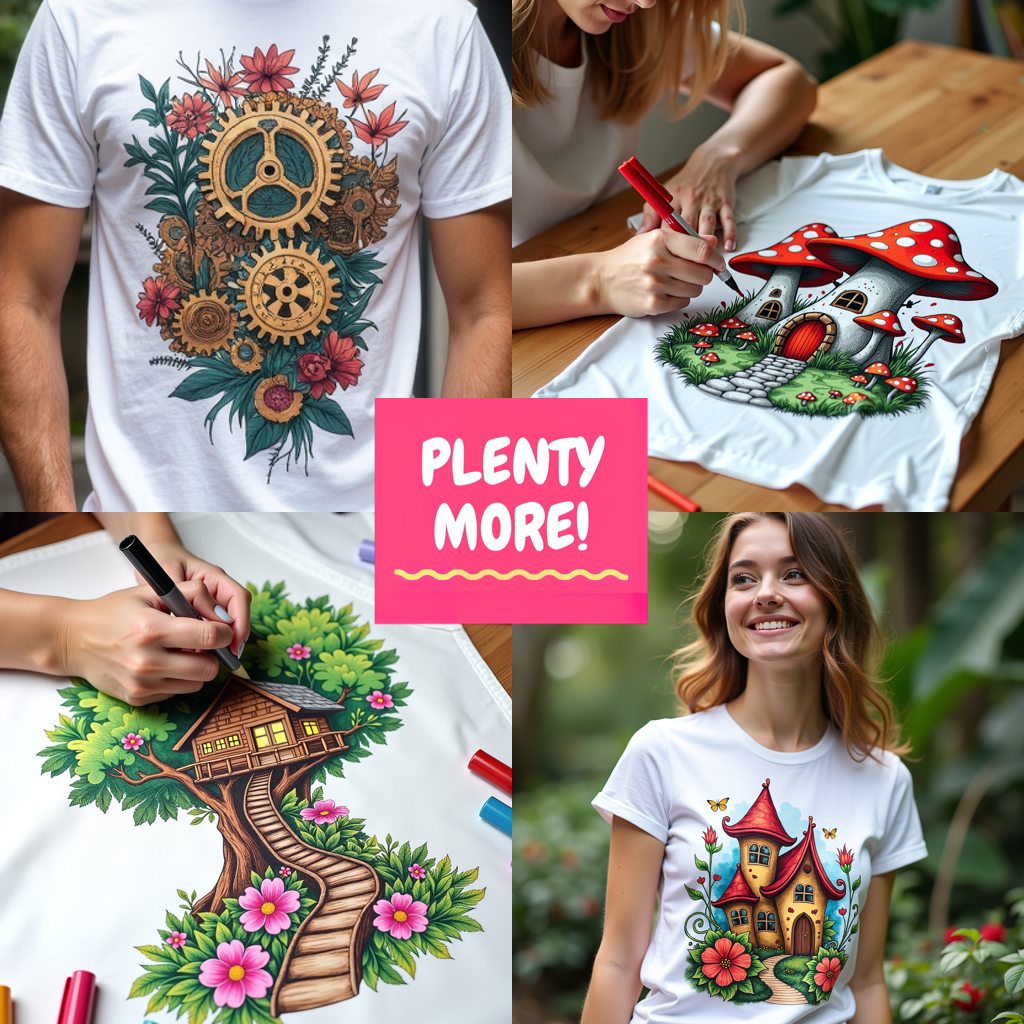 Unisex T-shirt Coloring Kit with 10 Fabric Markers - Steampunk Fashion