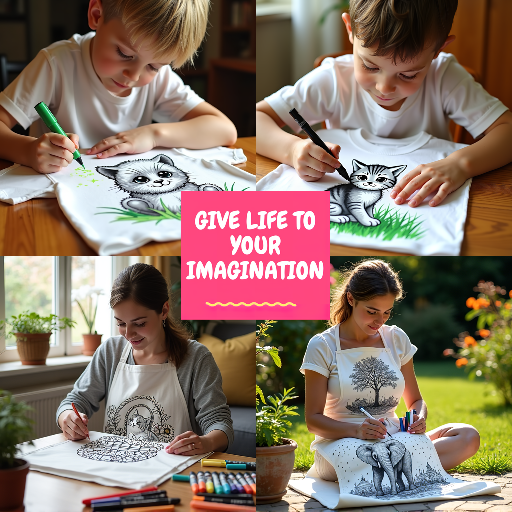 Adult Sweatshirt Coloring Kit with 10 Fabric Markers - Steampunk Cat