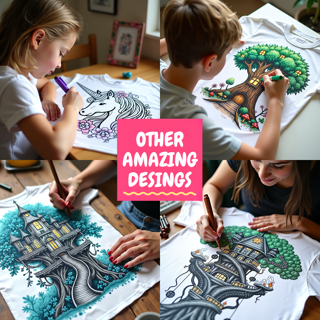Unisex T-shirt Coloring Kit with 10 Fabric Markers - Steampunk Clock