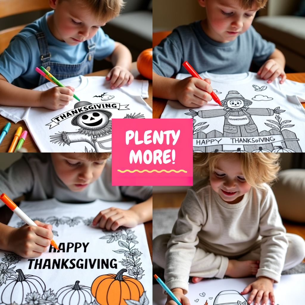 Blanket Coloring Kit with 10 Fabric Markers - Thanksgiving
