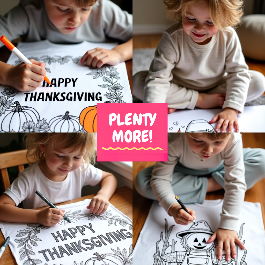 Indoor Wall Tapestries Coloring Kit with 10 Fabric Markers - Thanksgiving