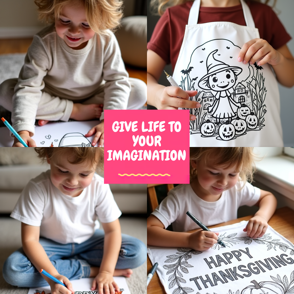 Apron Coloring Kit with 10 Fabric Markers - Thanksgiving