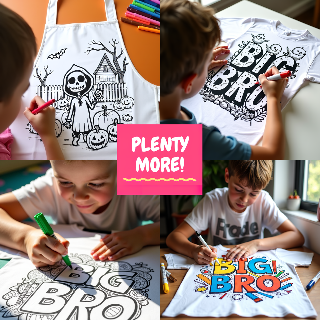 Apron Coloring Kit with 10 Fabric Markers - Thanksgiving Scarecrow