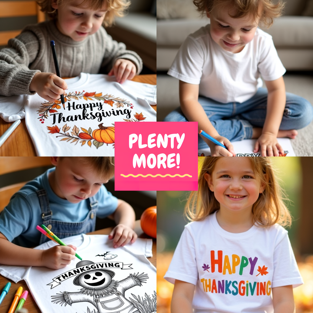 Kid's T-shirt Coloring Kit with 10 Fabric Markers - Pumpkin and Harvest