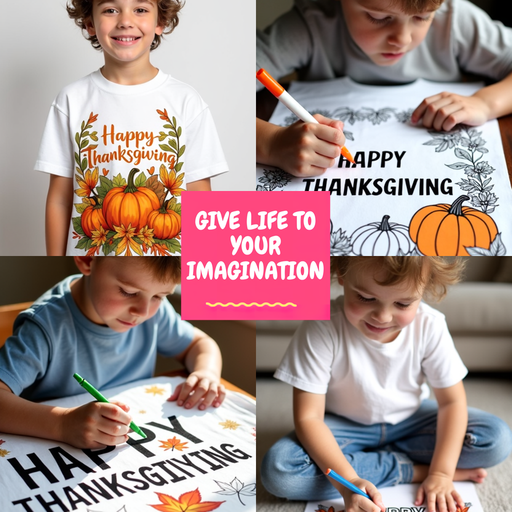 Adult Sweatshirt Coloring Kit with 10 Fabric Markers - Thanksgiving