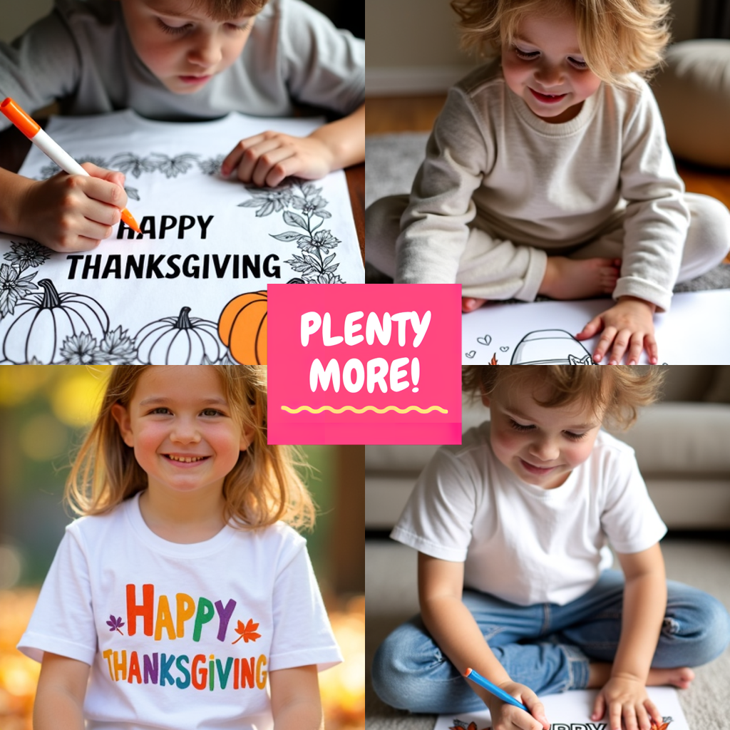 Kid's T-shirt Coloring Kit with 10 Fabric Markers - Thanksgiving