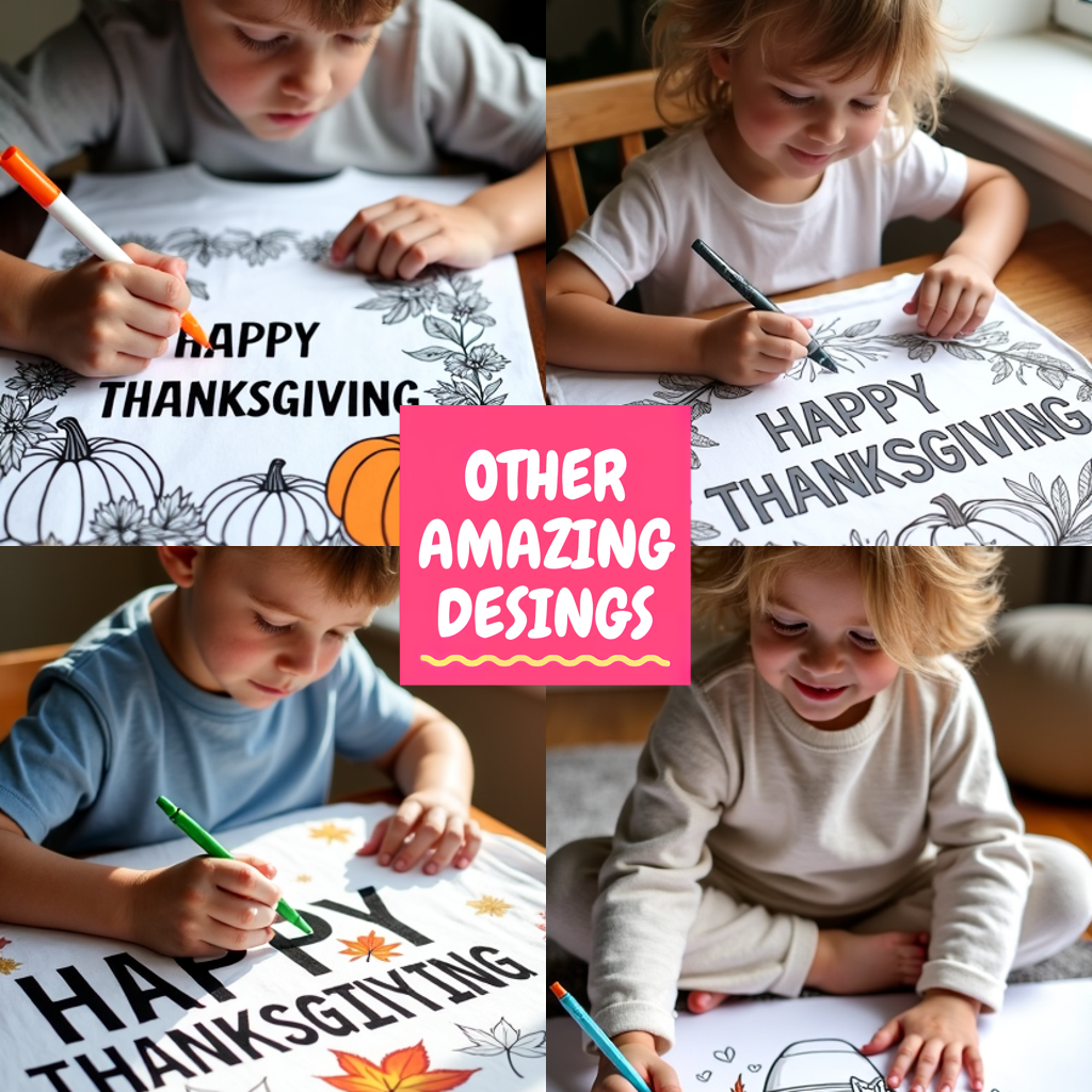 Unisex T-shirt Coloring Kit with 10 Fabric Markers - Thanksgiving