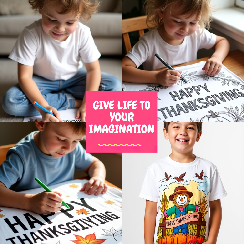 Women's T-shirt Coloring Kit with 10 Fabric Markers - Thanksgiving