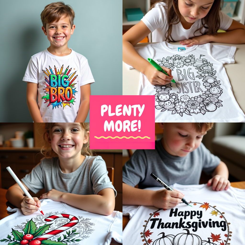 Women's T-shirt Coloring Kit with 10 Fabric Markers - Thanksgiving