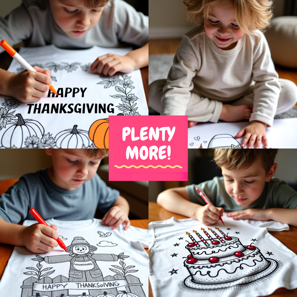 Unisex T-shirt Coloring Kit with 10 Fabric Markers - Thanksgiving