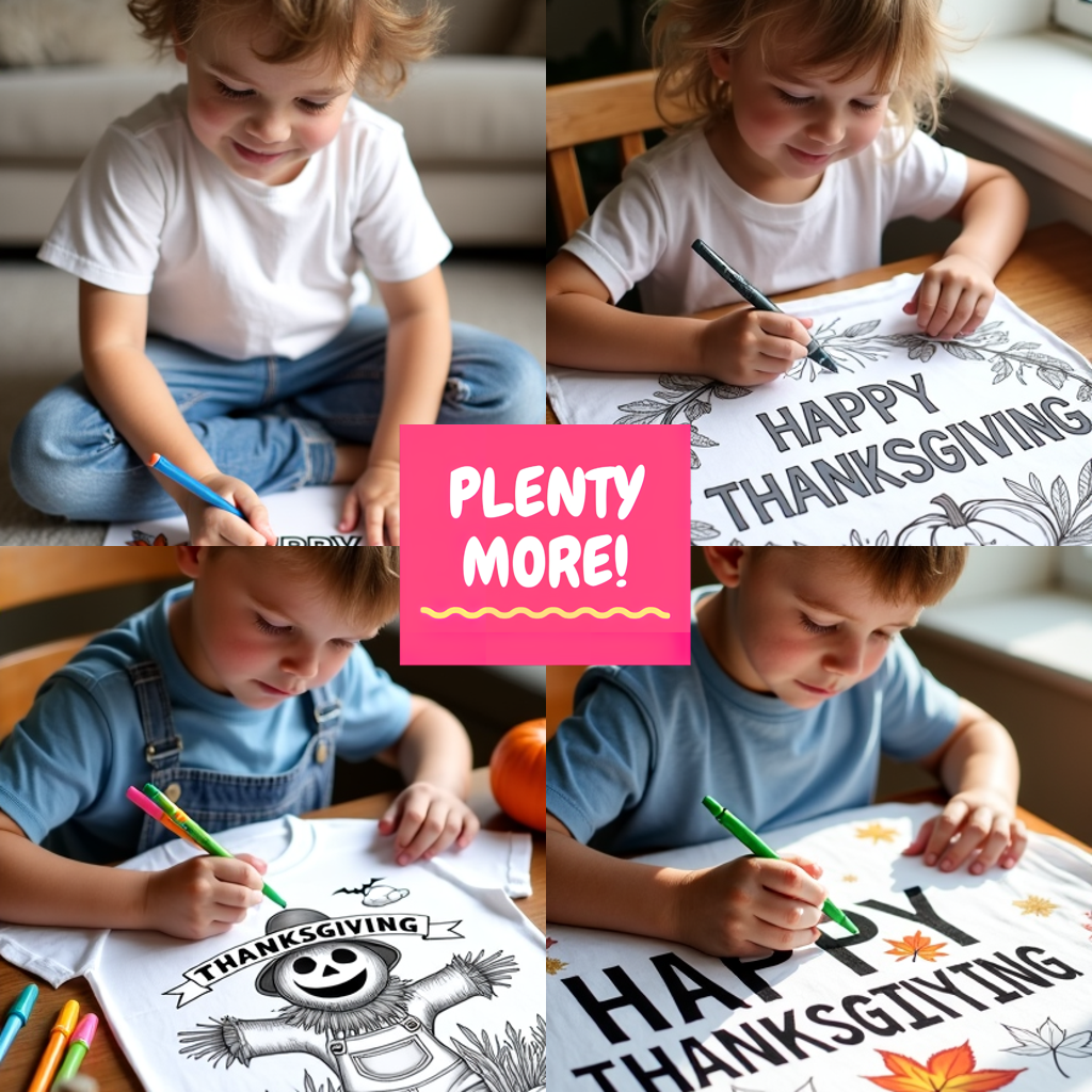 Kid's T-shirt Coloring Kit with 10 Fabric Markers - Thanksgiving