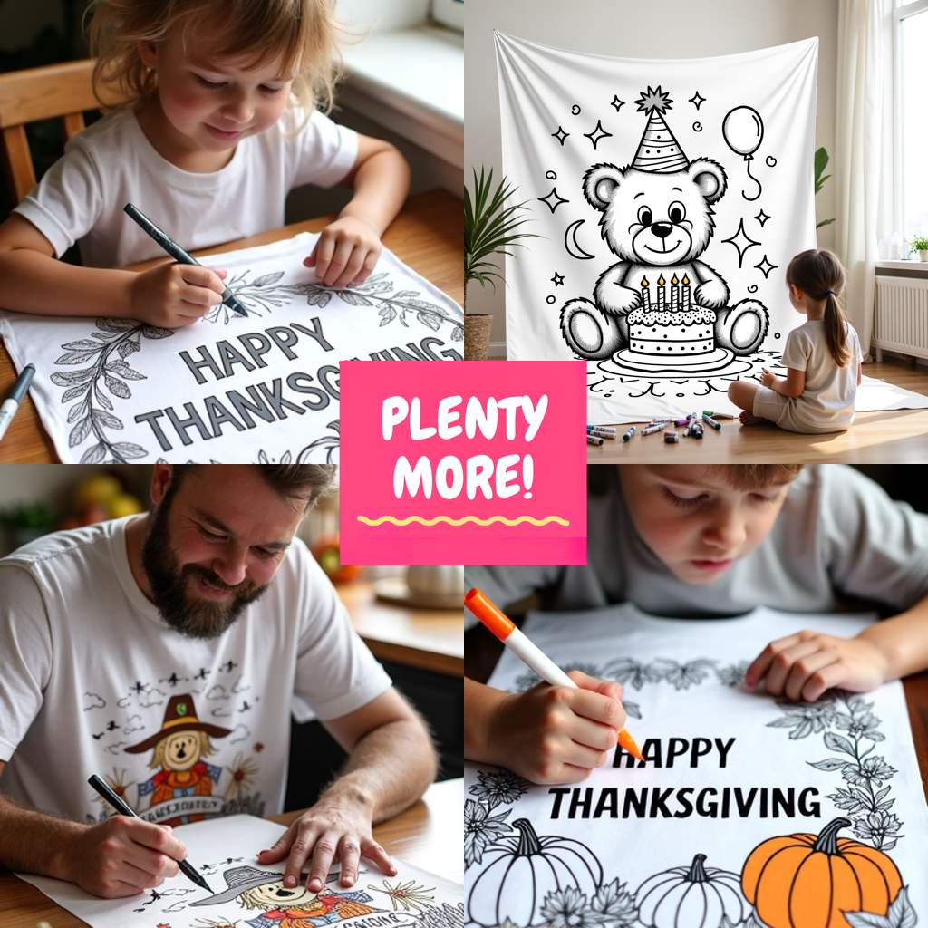 Unisex T-shirt Coloring Kit with 10 Fabric Markers - Thanksgiving