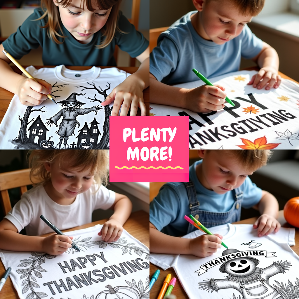 Adult Sweatshirt Coloring Kit with 10 Fabric Markers - Thanksgiving