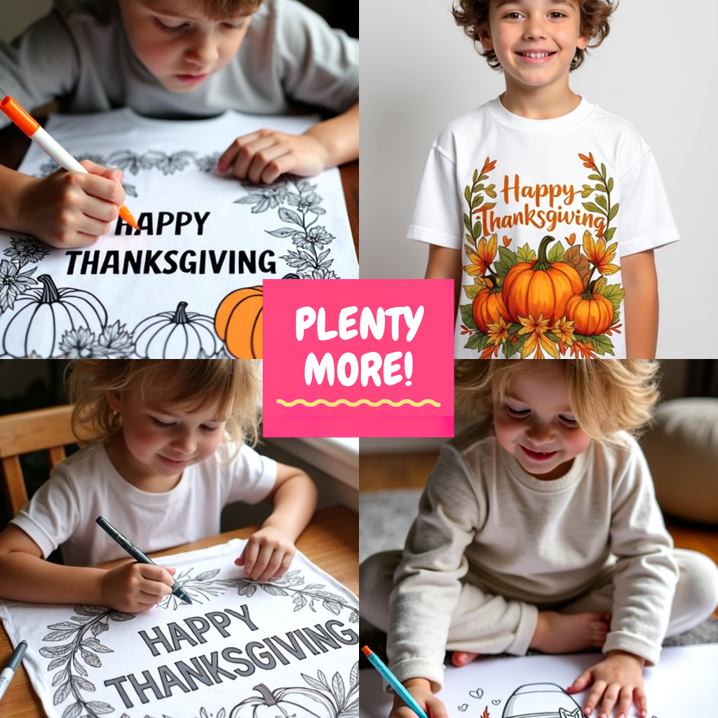 Unisex T-shirt Coloring Kit with 10 Fabric Markers - Thanksgiving