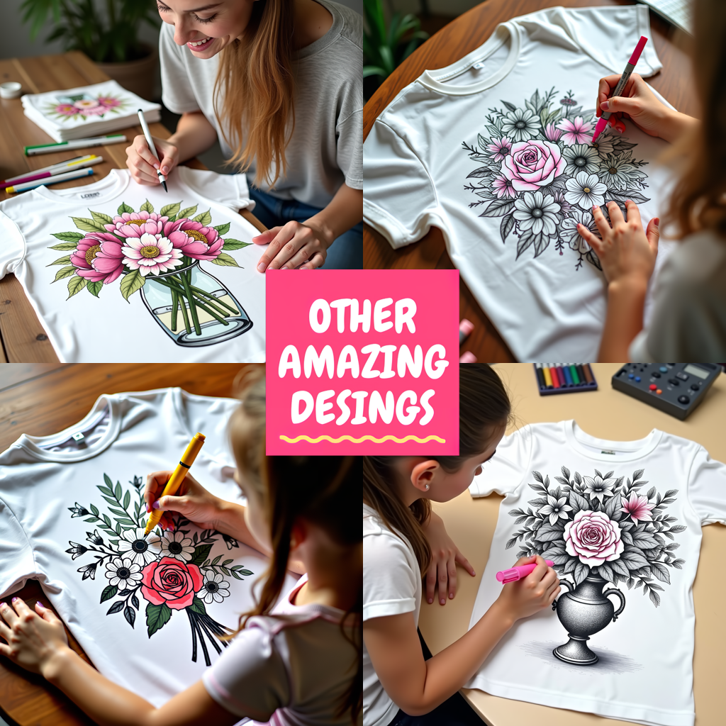 Apron Coloring Kit with 10 Fabric Markers - Flowers with Text