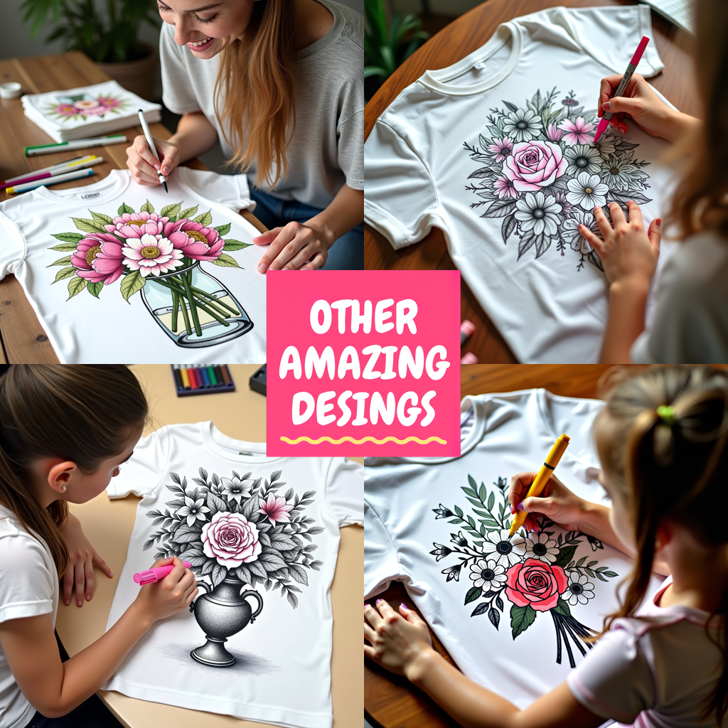 Indoor Wall Tapestries Coloring Kit with 10 Fabric Markers - Flowers with Text