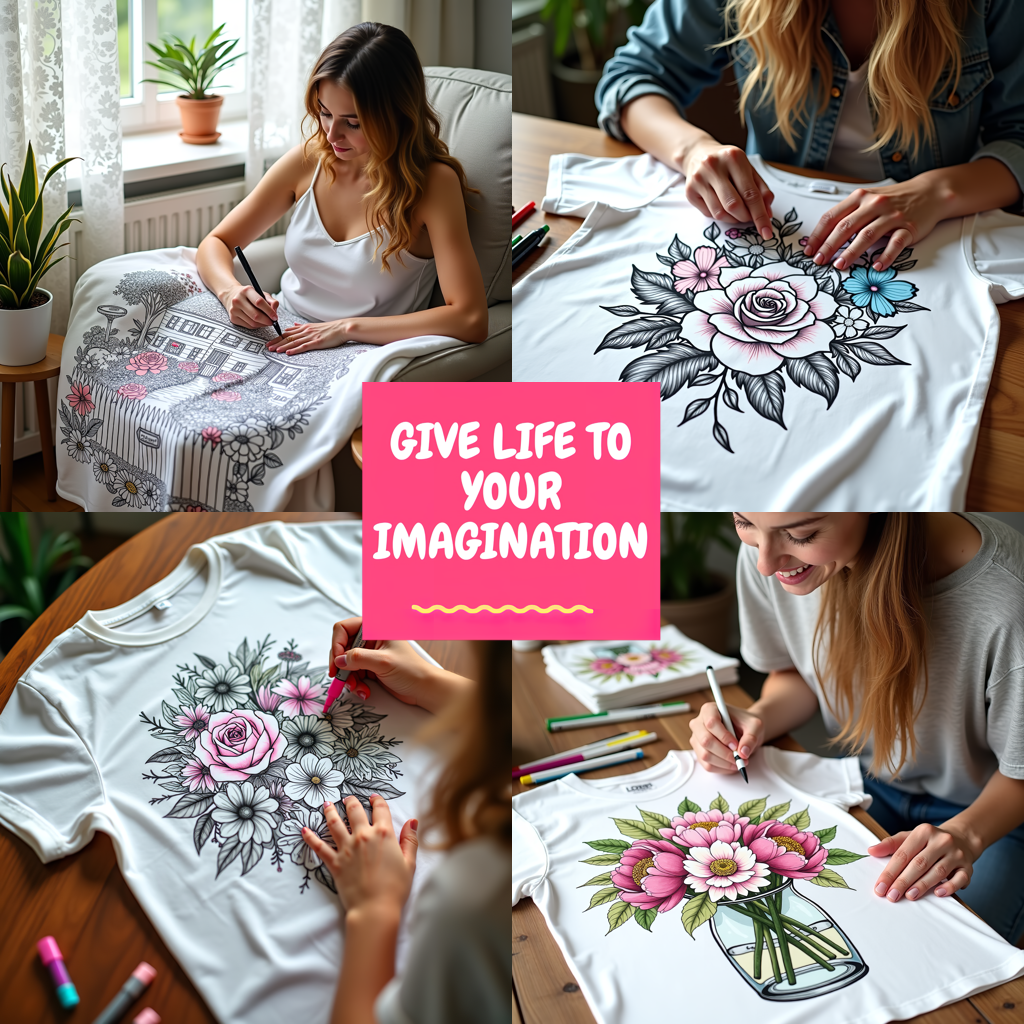 Blanket Coloring Kit with 10 Fabric Markers - Floral Art